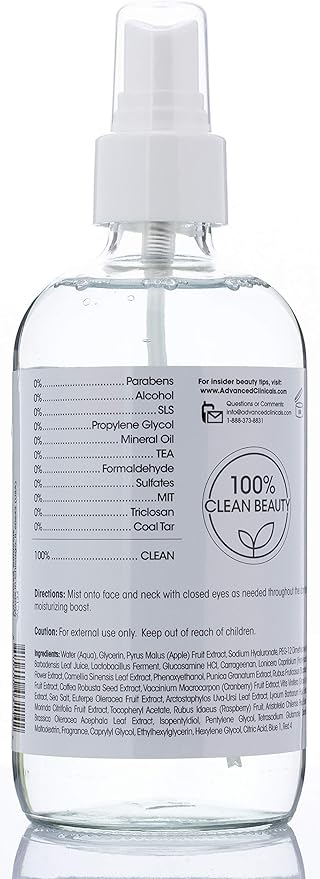 Advanced Clinicals Hyaluronic Acid + Aloe Vera Facial Toner Hydrating Skin Care Face Mist, Non-Greasy Face Spray for Instant Hydration W/Probiotics, Green Tea, & Premium Natural Extracts, 8 Fl Oz