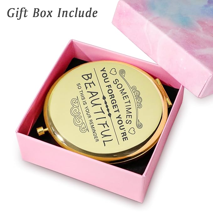 Personalized Gifts for Women Girls, Inspirational Compact Mirror, 2025 Graduation Gifts for Her, Unique Mothers Day Birthday Gift for Mom Wife Sister Daughter Niece Friend Granddaughter Grandma Aunt