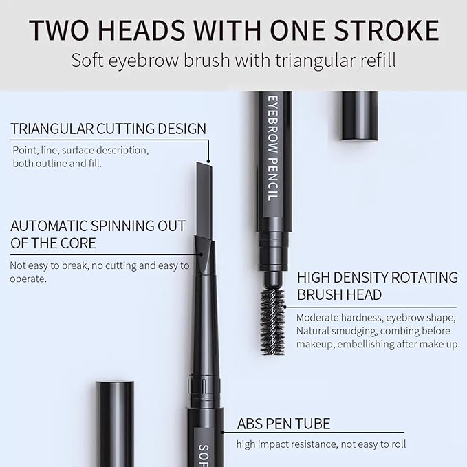 long lasting and waterproof Triangle eyebrow Pencil With Brush (Dark Brown)