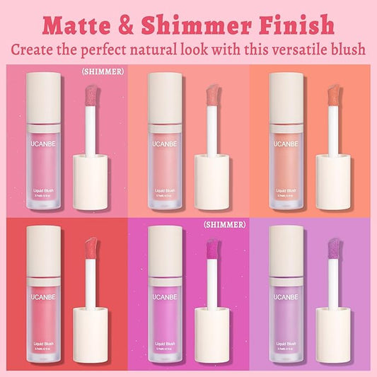 UCANBE Liquid Shimmer Blush Makeup for Cheeks, Highly Pigmented, Long Lasting, Anti-scratch, Natural-Looking, Daily Use Makeup Blush Suitable for Women Girls(05 Baby Pink)