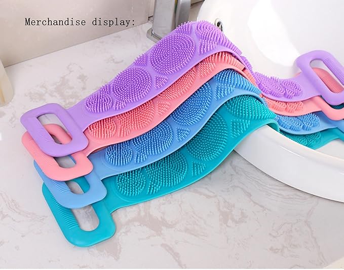 2 Pack Silicone Back Bath,Bath & Body Brush, Back Body Bath Towel,Powerful Stain Removing and exfoliating Back Pulling Strip, Adult Men and Women Back Bath Towel