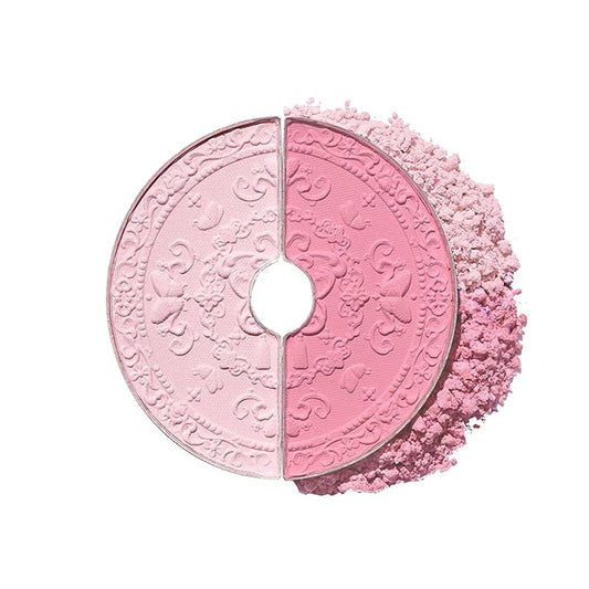Flower Knows Butterfly Cloud Collar Rouge Box Highlighting & Blush Duo Powder,Blue+Pink Matte Finish Blush & Highlighter Palette,Buildable & Blendable Makeup Blush for cheeks(03 Pastel Lotus)