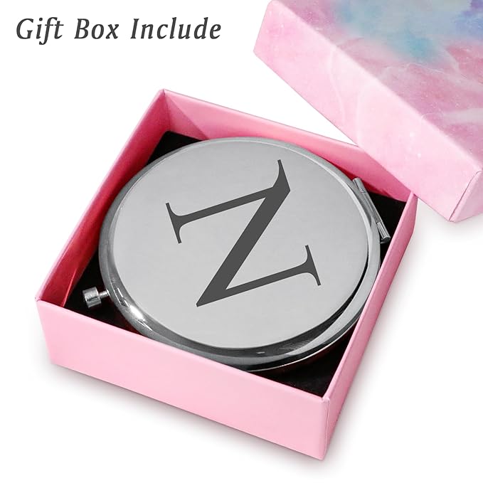 Personalized Gifts for Women Girls, Initial Compact Mirror, Unique Mothers Day Birthday Gifts for Friends Mom Wife Grandma Sister Daughter, 2025 Graduation Gifts for Her College Medical High School