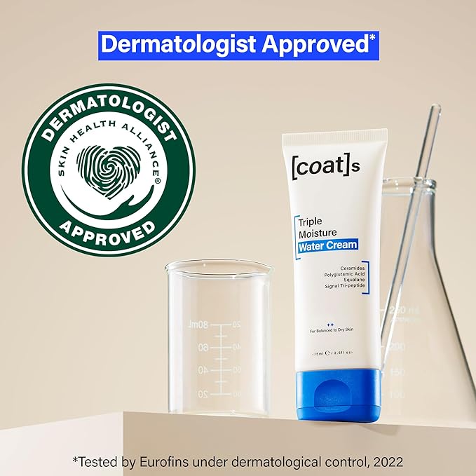 COATS Triple Moisture Water Cream β Lightweight, Oil-Free Face Moisturizer β Protects the Skin Barrier for Long-Lasting Hydration β Dermatologically Approved, Designed for Teens + Young Skin β 2.5 oz