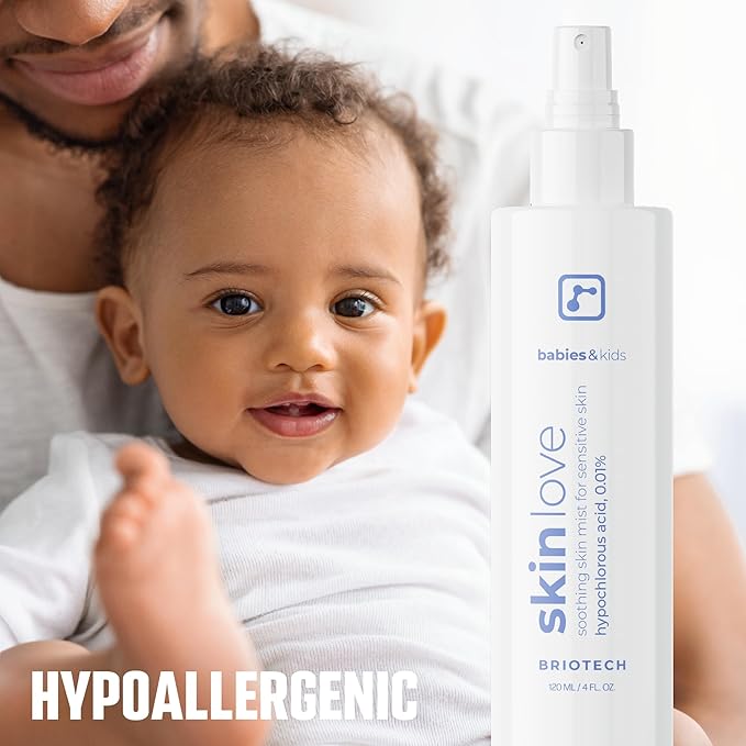 Briotech Baby Skin Love Spray | Gentle Hypochlorous Acid Mist for Soothing, Calming & Cleansing Delicate Skin | Pediatrician-Approved, Hypoallergenic & Added Fragrance-Free | 4 oz