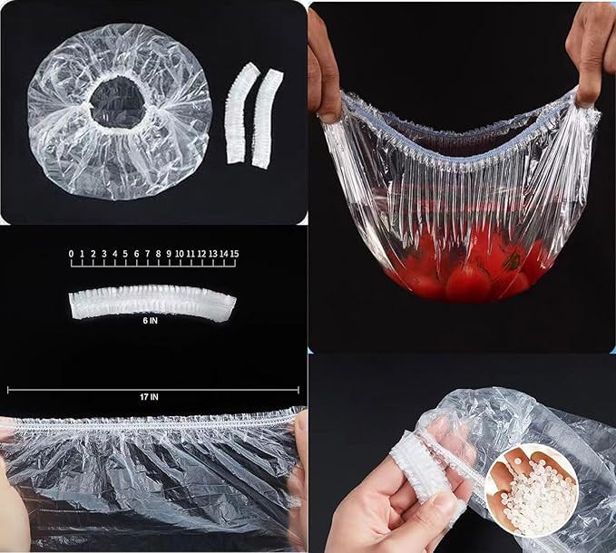 100 PCS Disposable Shower Caps Plastic Clear Hair Cap Elastic Waterproof Hair Bath Caps Thick Shower Cap for Women Hotel Hair Salon Travel Spa Home Use Beauty Salon Accessories Cleaning Supplies 20.5"