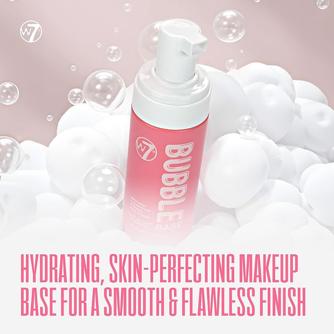 W7 Bubble Base Foaming Primer β Hydrating, Skin-Perfecting Makeup Base for a Smooth & Flawless Finish β Infused with Hyaluronic Acid & Aloe Vera to Nourish and Prime the Skin