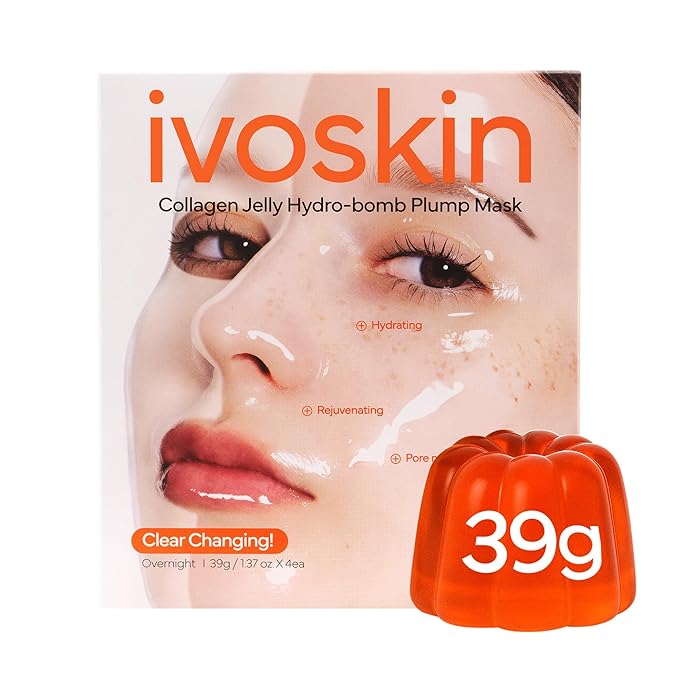 Collagen Jelly Hydro-bomb Plump Mask, Hydrating 39g x 4ea Real Collagen Mask, Firming and Moisturizing for Glow Skin, Collagen Water over 670,000 ppm