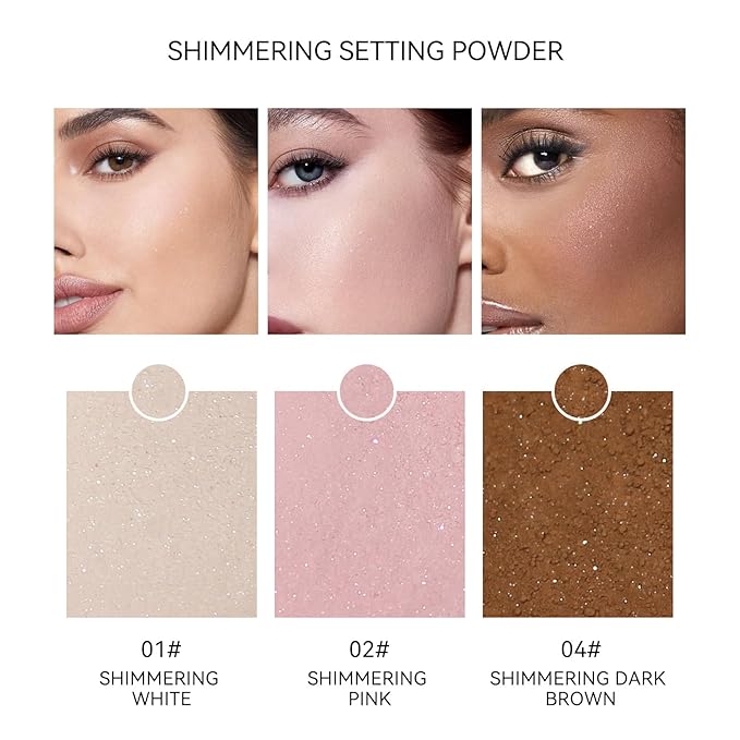Oil Control Loose Powder, Translucent Setting Powder, Long-Lasting Shimmer, Lightweight Face Powder for Women, Polvo TraslΓΊcido Maquillaje (01#, 1pc)