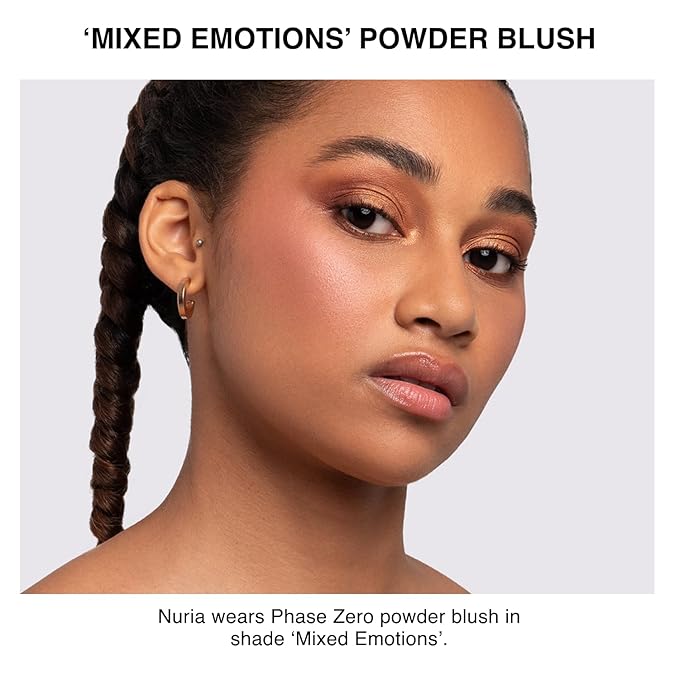 Phase Zero Makeup Powder Blusher - "Mixed Emotions" - 4g / 0.141oz - Pigmented, Buildable, Lightweight Powder Blush for a Radiant, Healthy, Natural Glow. Versatile Shades - Pink - Shimmer finish.