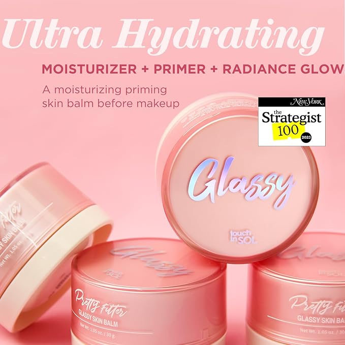 TOUCH IN SOL Pretty Filter Glassy Skin Balm Primer 1.05 oz. β Skin Smooth Moisturizing Primer before Makeup - Natural Glow Face Cream Moisturizer with Shea Butter and Rose Flower Water