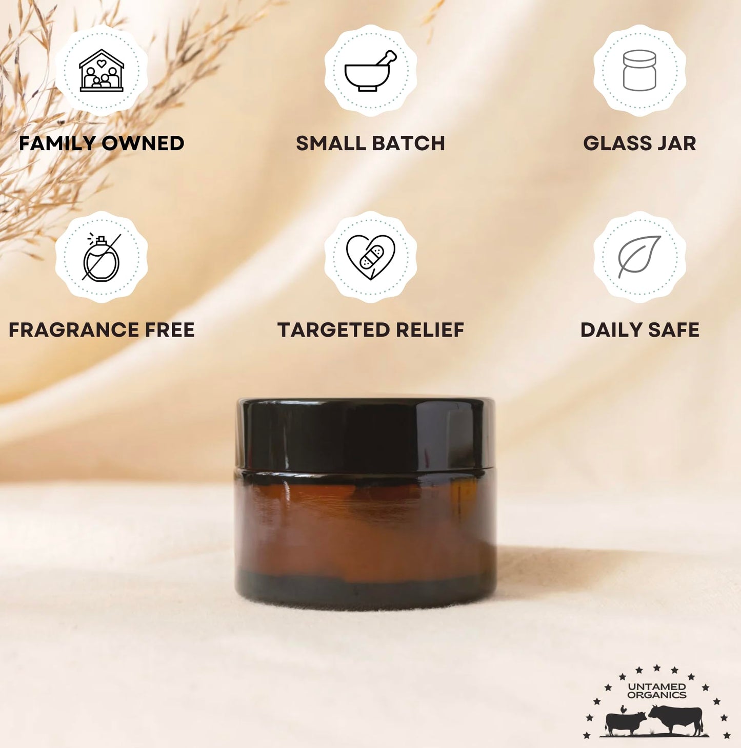 Untamed Organics Tallow Antifungal Balm | Organic Tea Tree Oil Balm with Grass-Fed Tallow | Non-Toxic Itchy Skin Relief Balm | All Natural Remedy for Athletes Foot, Jock Itch, Ringworm | 2 FL. oz.