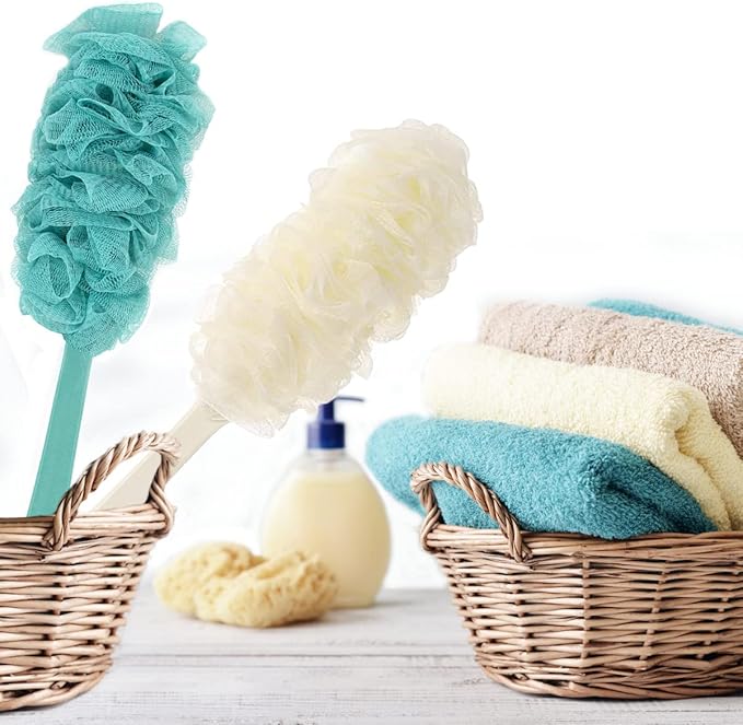 Back Scrubber for Shower, Long Handle Back Loofah Shower Brush, Bath Brush for Women Men, Soft Nylon Mesh Back Cleaner Washer, Loofah Sponge Exfoliating Body Scrubber for Skin Care