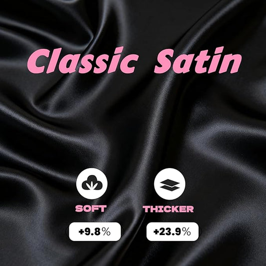 Serenade Satin Heatless Curls Overnight for Long Hair, Heatless Hair curler for Women and Girls, No Heat Curling Rods with Satin Scrunchies and Clip, Black