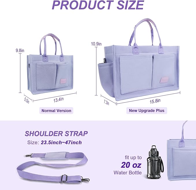 Canvas Tote Bag for Women With Pockets, Laptop Work Crossbody Purses Everything Shoulder Tote Bag Everyday Satchel Handbags