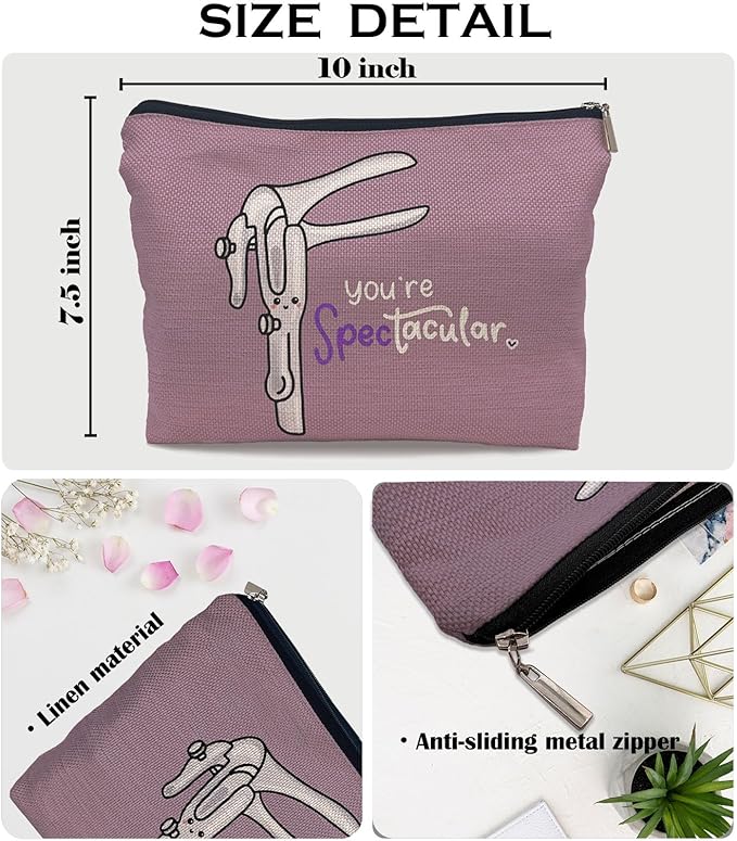 Ayxvt OBGYN Cosmetic Makeup Bag - Medical Office Decor, Midwife Gifts, Gifts Ideas for Doctors (Purple)