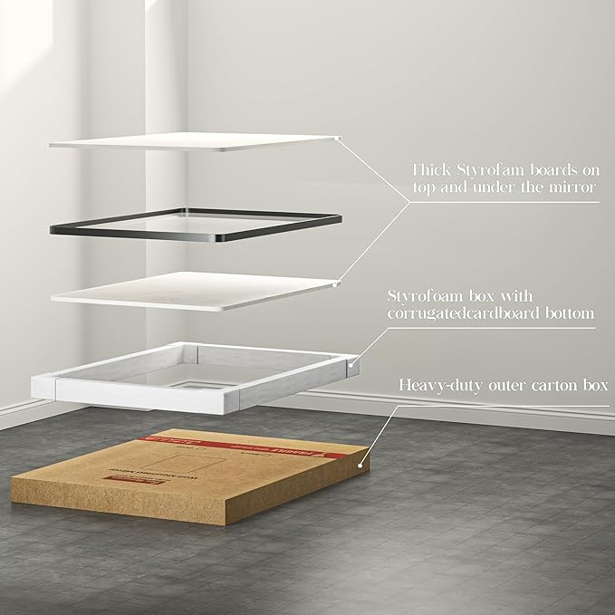 Black Framed Mirror for Bathroom 30 x 30 Inch Rounded Rectangle Bathroom Mirror, Matte Black Vanity Mirror for Over Sink, Tempered Glass Farmhouse Mirror Seamless Metal Frame(Horizontal/Vertical)