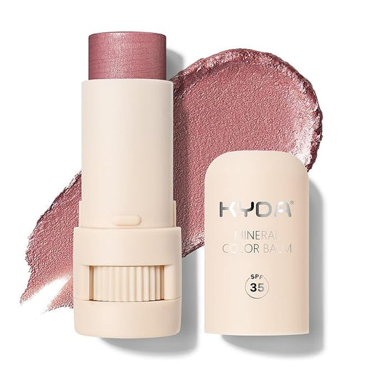 KYDA Mineral Color Balm, SPF 35, Creamy Blendable Color for Lips&Cheeks, Buildable Shimmer Finish, Lightweight Formula, Multiuse Makeup Stick, ROSE