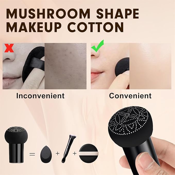 Mushroom Head Air Cushion CC Cream Foundation Moisture Cushion BB Cream for Women & Girls All Skin, Waterproof Full Coverage Self Adjusting Concealer (Deep)