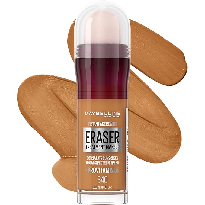 Maybelline Instant Age Rewind Eraser Foundation with SPF 20 and Moisturizing ProVitamin B5, 340, 1 Count
