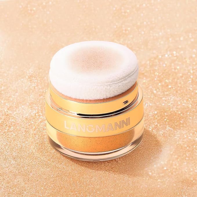 Glitter Body Highlighter Powder Body Shimmer Sparkle Face Highlighter Powder for Face Eyes Body Glow Makeup With sponge head(Purple)
