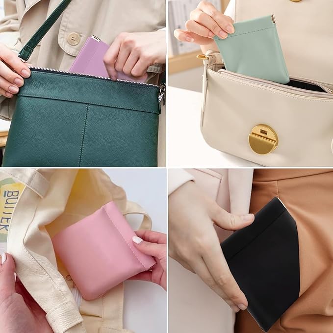 4 PCS Mini Portable Cosmetic Bags for Women, Small Makeup Bag for Purse, Coin Purse Lipstick Cosmetic Accessories Organizer, Mini Travel Kit Storage Pouch(A)