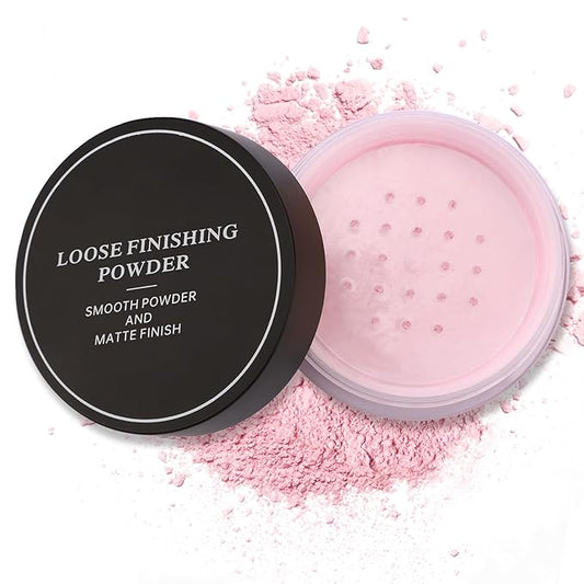 Erinde Blurring Setting Powder, Loose Face Powder with Finishing Powder Puff, Matte Finish, Lightweight, Long-Lasting, Soft Focus Natural Face Makeup for Uneven Skin Tone, Pink