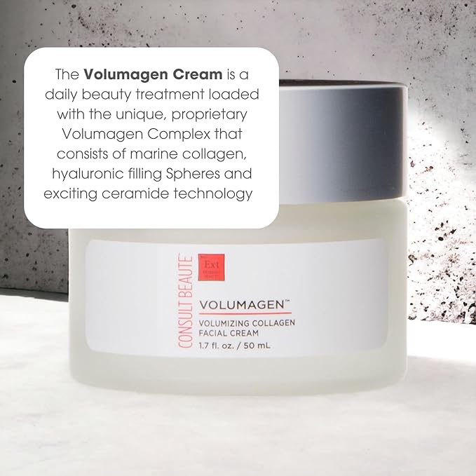 Consult Beaute VOLUMAGEN Volumizing Collagen Facial Cream with Hyaluronic Acid, Anti-Aging, Skin Plumping Moisturizer, Hydrates & Boost Elasticity, For Face, Neck and DΓ©colletΓ© 1.7 oz
