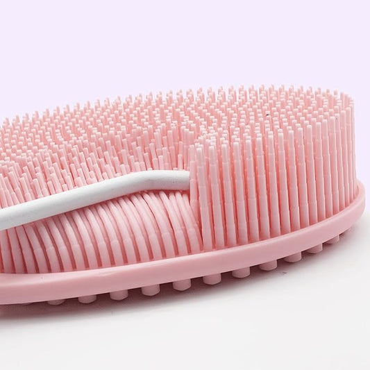 1 Pcs Silicone Bath Brush, Dual-Sided Massage Shower Brush, Suitable for Scrubbing, Suit for Kids & Adults, Household Soft Silicone Bathing Tool, Gentle & Non-Irritating (Blue)