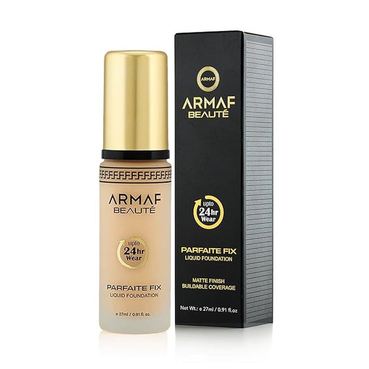 Armaf BeautΓ© Parfaite Fix Liquid Foundation Makeup - Water Resistant, Lasts Up To 24 Hours | Warm Beige, 27 ml/0.91 fl.oz