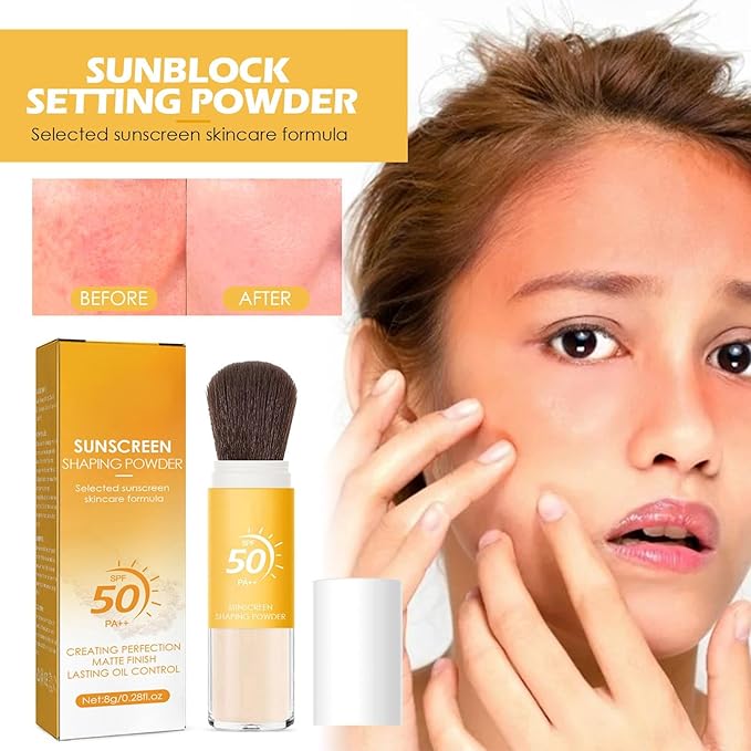 Setting Powder Sunscreen Face Powder, SPF 50, Translucent, Mineral Brush Finishing Powder, Oil Control, Spf Powder, Matte Finish Loose Powder Makeup for Women Man Cosmetic Gifts