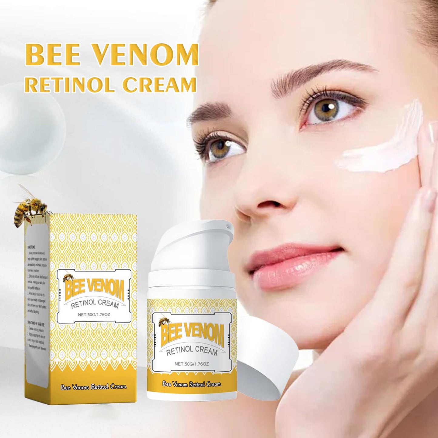 2PCS Bee Venom Retinol Cream, 2025 New Bee Venom Retinol Anti Wrinkle Facial Moisturizer Firming Skin Cream, Fine Lines, for All Skin Types