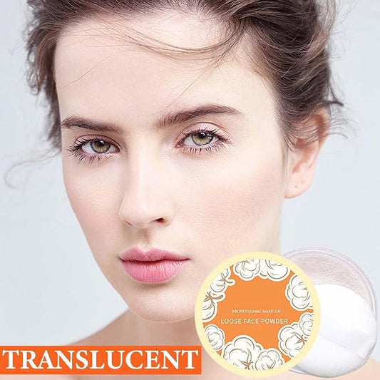 Oil Control Loose Face Powder,Translucent Setting Powder With a Powder Puff Long Lasting Makeup Covering Blemishes Brightens Skin Tone,Natural Matte Loose Powder for Women๏ผ1๏ผ