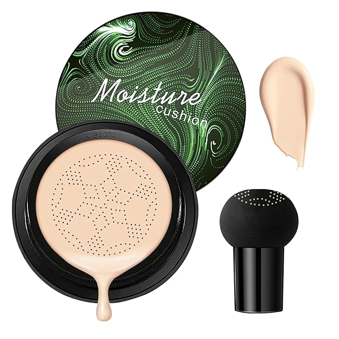 Mushroom Head Air Cushion CC Cream Foundation Makeup,Moisturizing BB Cream Face Makeup Liquid Foundation,Long Lasting Full Coverage Concealer for All Skin TypesοΌIvoryοΌ