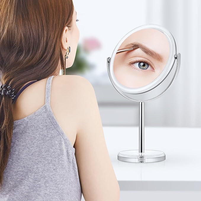 MIYADIVA 20X Magnifying Makeup Mirror,Double Sided 1X & 20X Magnifying Mirror with Stand,Tabletop Magnified Vanity Mirror with 360Β°Rotation for Bathroom or Bedroom 7.8 Inch