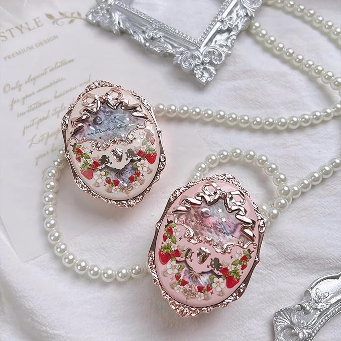 Flower Knows Strawberry Rococo Embossed Blush;Peach Matte Finish;Buildable & Blendable Powder Blush for cheeks,Natural Flush for All Skin Tones(01 Angel Chanson,5g)