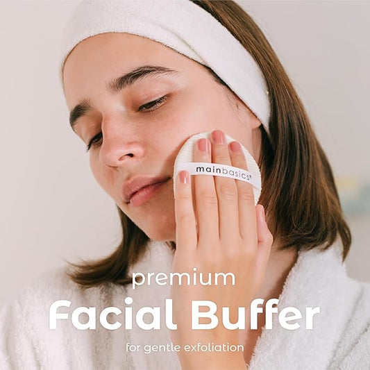 MainBasics Face Scrubber Exfoliator Pads (4-Pack) - Exfoliating Facial Cleansing Buffing Sponge