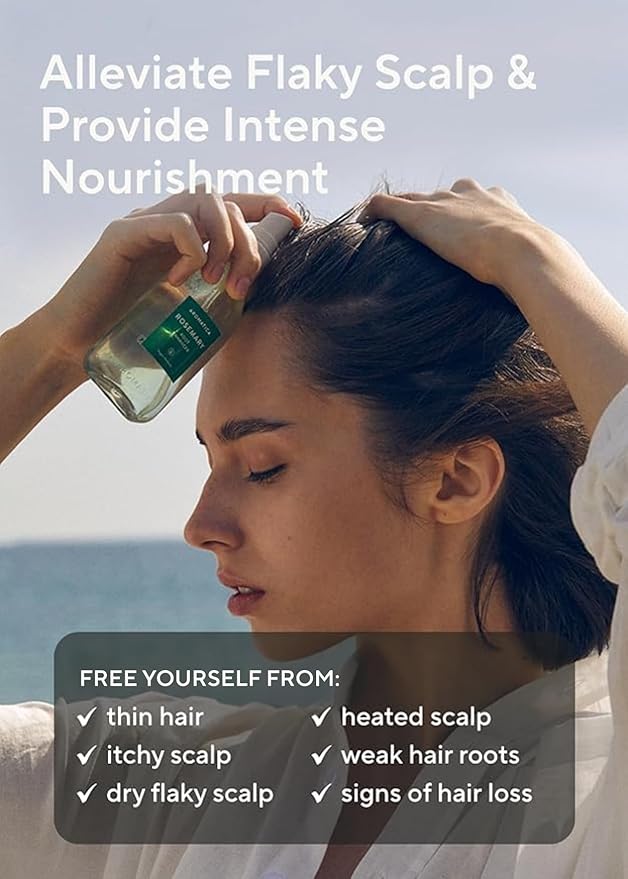AROMATICA Root Enhancer Rosemary Water Spray for Hair Growth β Korean Hair Care Oil for Scalp Detox β Flaky & Itchy & Dry Scalp Treatment β Free from Sulfate, Silicone, and Paraben (3.38oz)