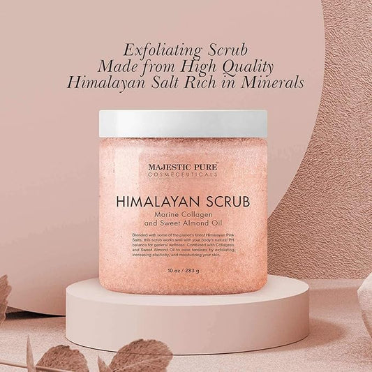 Majestic Pure Himalayan Scrub with Collagen (10 oz) and Fractionated Coconut Oil (16 oz) Bundle