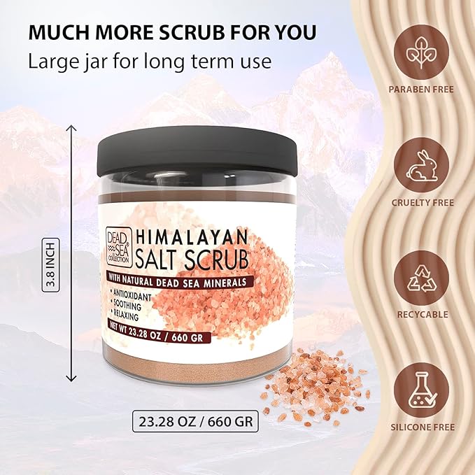 Dead Sea Collection Salt Body Scrub - Large 23.28 OZ - with Himalayan Salt and Dead Sea Collection Eucalyptus Salt Body Scrub - Large 23.28 OZ - Bundle