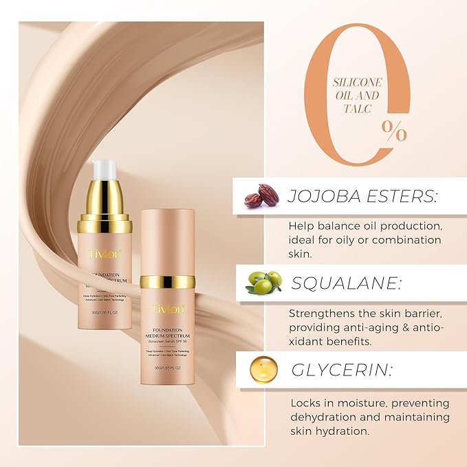Foundation Color Changing - Foundation 4 in 1 Medium/Light Spectrum With SPF 50 | All-Day Makeup Hold & Makeup Nude & Sweatproof | Hydrating Foundations Full Coverage Suitable For Dry&Oily Skin Types