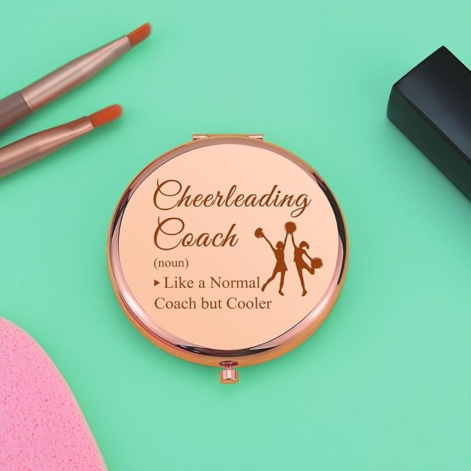 Cheer Coach Gift for Women Compact Makeup Mirror Cheerleading Coach Gift Cheer Appreciation Present for Instructor Cheerleading Mom Thank You Folding Makeup Mirror Birthday Retirement