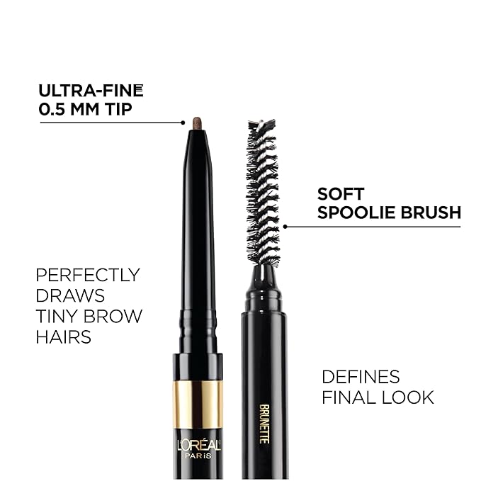 L'Oreal Paris Makeup Brow Stylist Definer Waterproof Eyebrow Pencil, Ultra-Fine Mechanical Pencil, Draws Tiny Brow Hairs and Fills in Sparse Areas and Gaps, Auburn, 0.003 Oz