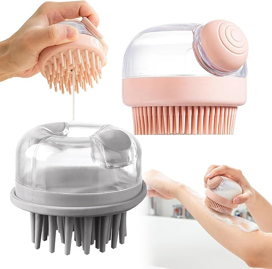 Shower Brush for Body - Silicone Cradle Cap Brush - 2-in-1 Soft Bath with Bubbler 2PCS