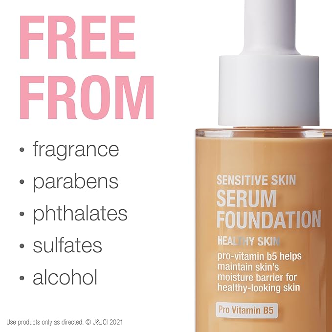 Neutrogena Healthy Skin Sensitive Skin Serum Foundation with Pro-Vitamin B5, Color Correcting & Pore Minimizing Liquid Foundation & Face Serum, Buildable Coverage, Medium 02, 1 oz