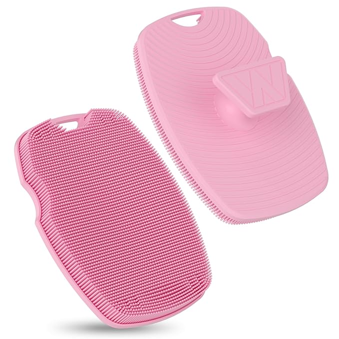 Silicone Body Scrubber - Zinc Infused-Highly Elastic Bristles Exfoliating Body Scrubber for Shower Body,Cellulite Reduction,Blood Circulation - Pink