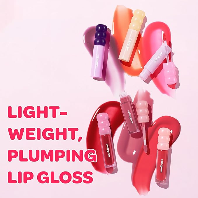 COLORGRAM FRUITY GLASS GLOSS 02 CHEWY TANGERINE | Non-Sticky Glossy Lip Tint with Glass-Like Shine | Long-Lasting Hydrating Lip Gloss for Smooth & Plump Lips