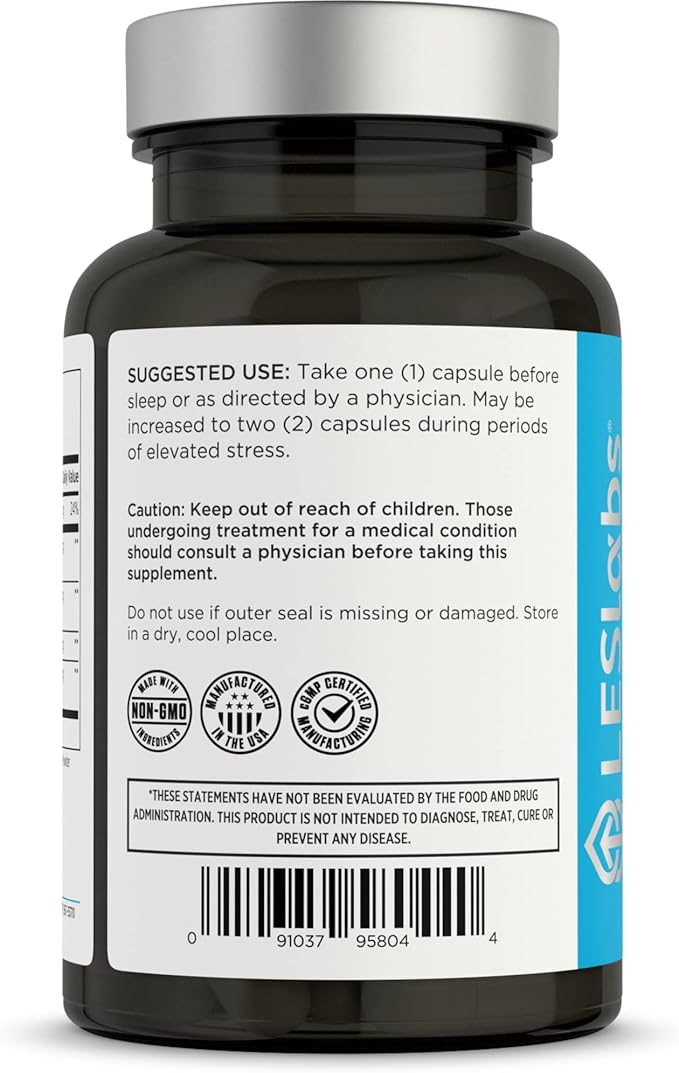 LES Labs Cortisol Health β Stress Relief, Balanced Cortisol Response, Relaxation & Deep Sleep β Phosphatidylserine, Magnesium, Magnolia Bark, Rhodiola Rosea & Ashwagandha β Non-GMO β 60 Capsules