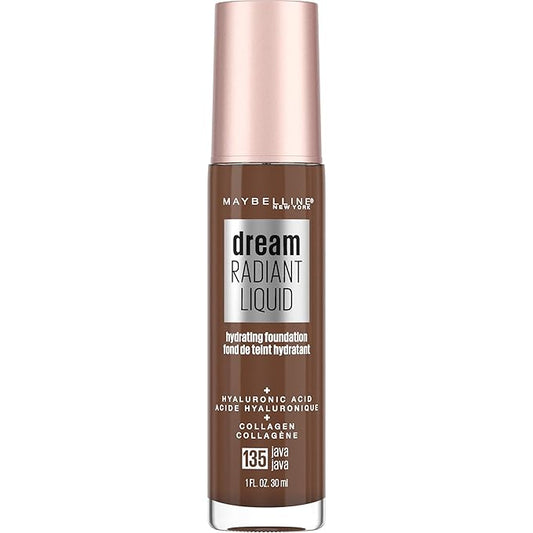 Maybelline Dream Radiant Liquid Medium Coverage Hydrating Makeup, Lightweight Liquid Foundation, Java, 1 Count