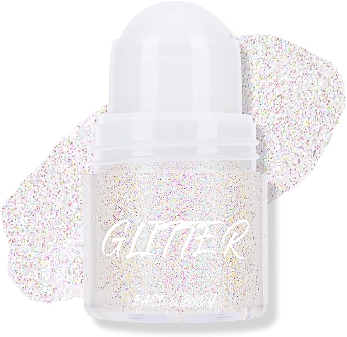KYDA Roll-on Body Glitter Stick, Chunky Glitter Gel for Face Body Hair, Sparkling Mermaid Chameleon Sequins Paint Jelly, Multiuse Makeup Glitter Gel, Multicolor 04